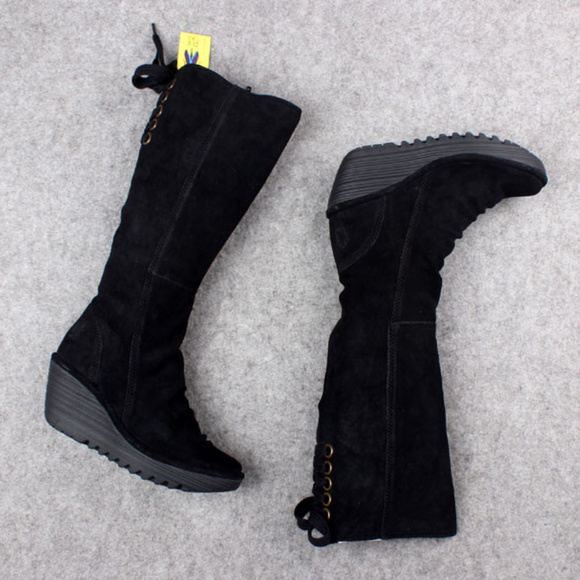 Fly London Yust Black Tall Boots 